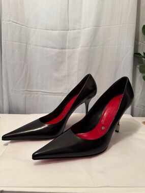 Gianmarco Lorenzi Black Leather Red Sole Pumps EU 37.5